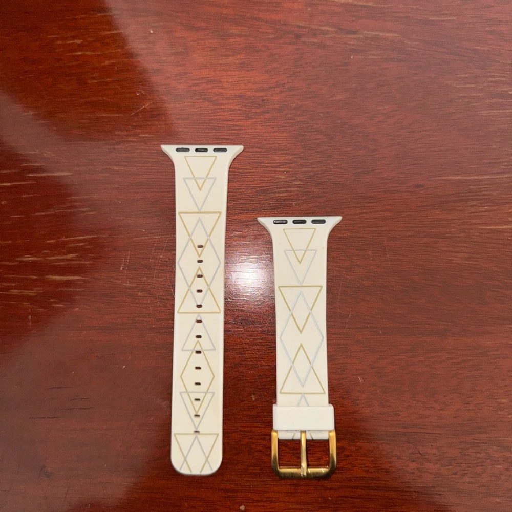 White and Gold Patterned Watch Band
